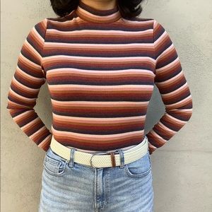 American Eagle Striped Turtleneck Tee